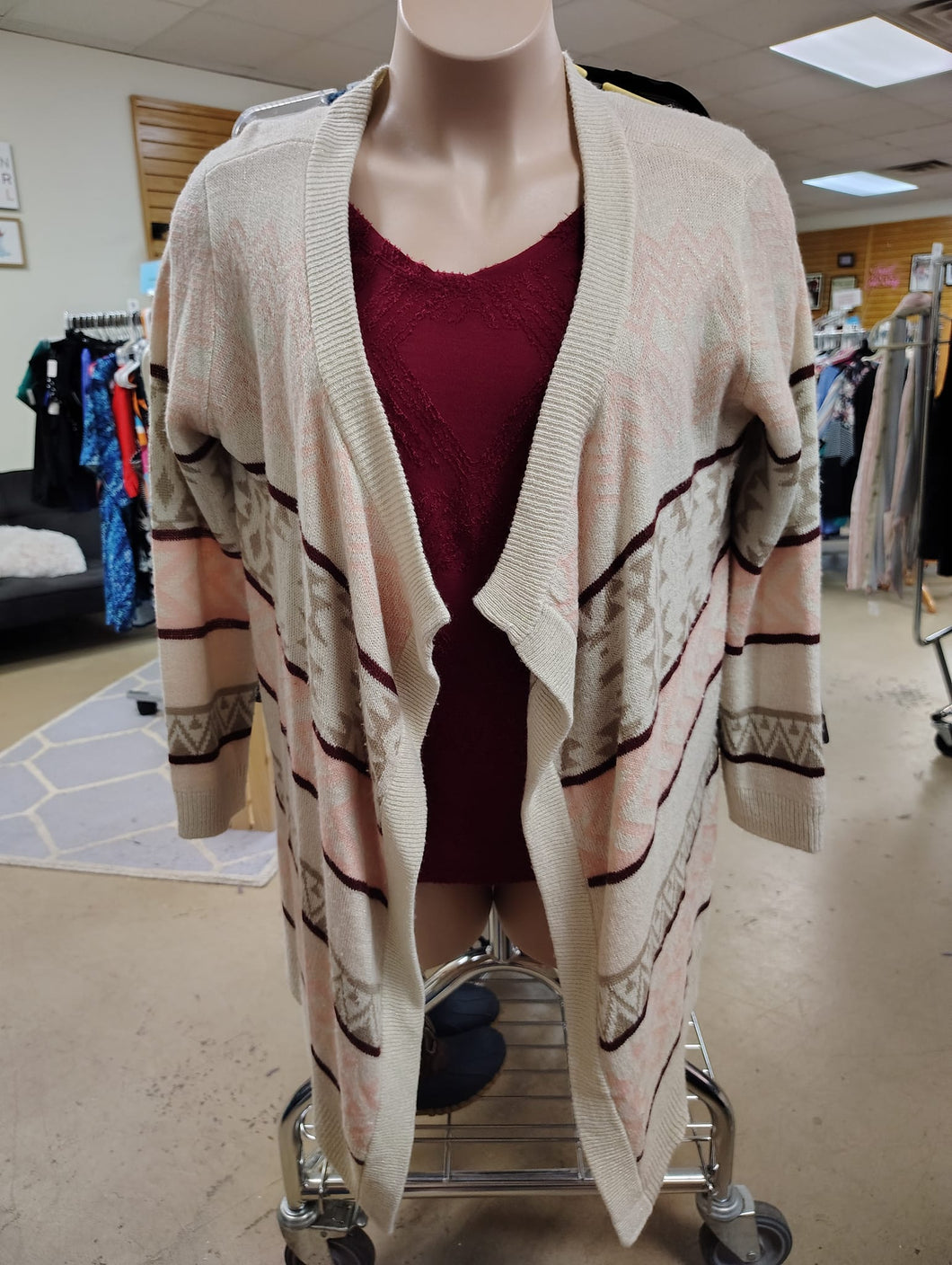 1X Arizona Aztec Print Open Cardigan