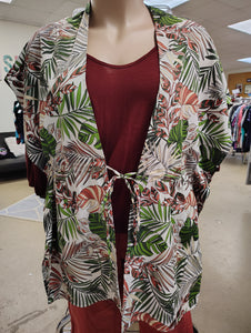 Tropical floral tie front kimono size L/XL