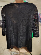 Load image into Gallery viewer, Chico&#39;s black animal print dressy top XL (Chico&#39;s size 3)