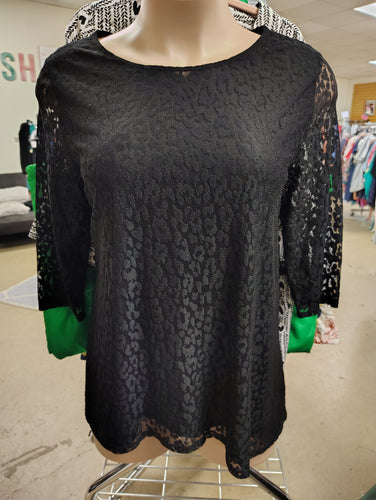 Chico's black animal print dressy top XL (Chico's size 3)