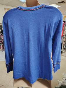 Woman Within thermal blue henley top size 2x