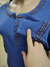 Load image into Gallery viewer, Woman Within thermal blue henley top size 2x