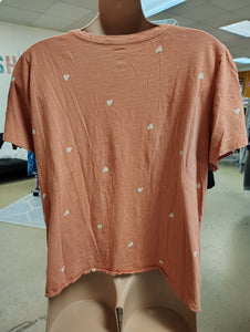 Sonoma salmon colored heart print tee size 3x