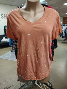 Sonoma salmon colored heart print tee size 3x