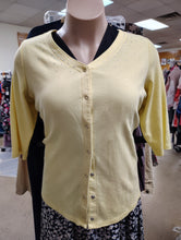 Load image into Gallery viewer, Quacker Factory bright yellow cardigan with jewels size 1x