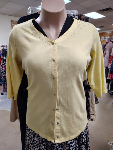 Quacker Factory bright yellow cardigan with jewels size 1x