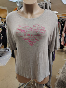 Livi Active Lane Bryant gray Breast Cancer Awareness tee 22/24 3x