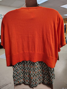 Jessica London cropped orange cardigan sweater size 30/32 4x/5x