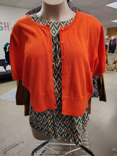 Jessica London cropped orange cardigan sweater size 30/32 4x/5x