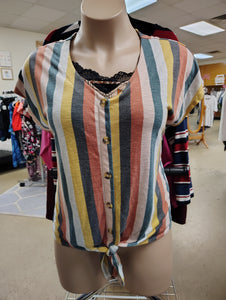 Torrid striped top with tie bottom size 2x