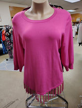 Load image into Gallery viewer, Notations bright pink fringe sweater size 2x