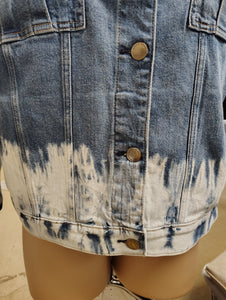 Lane Bryant distressed denim jacket size 24 3x