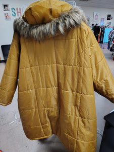 Anthony Richards mustard yellow long winter coat 4x