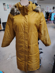 Anthony Richards mustard yellow long winter coat 4x