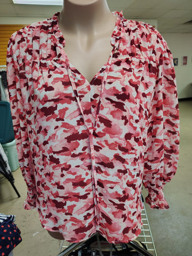 Perch pink camo print blouse top size 2x