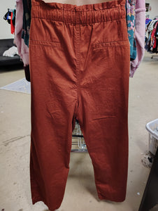 Loft orange paperbag waist straight leg pants XL 18