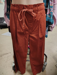 Loft orange paperbag waist straight leg pants XL 18