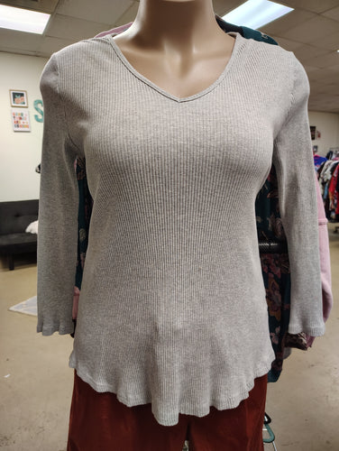 Corfrute gray ribbed long sleeve top size 2x