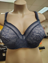 Load image into Gallery viewer, Cacique blue gray lace lightly lined balconette bra 42DDD