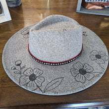 Load image into Gallery viewer, Vegan Felt Panama Hat- Grey w Maroon Band