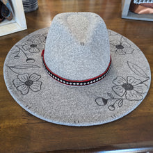 Load image into Gallery viewer, Vegan Felt Panama Hat- Grey w Maroon Band