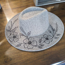 Load image into Gallery viewer, Flowers and Wheat Burnt Hat- Grey