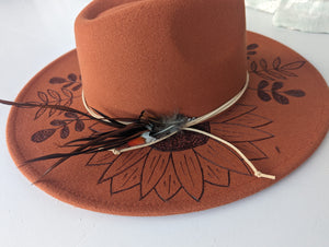 Burnt Orange Floral Panama Hat