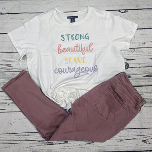 Strong, Beautiful Embroidery Tee