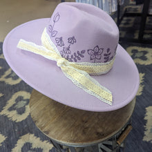 Load image into Gallery viewer, Lilac Floral Print Burnt Panama Hat