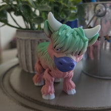 Load image into Gallery viewer, 3D printed Articulated Emo Highland Cow- Rainbow