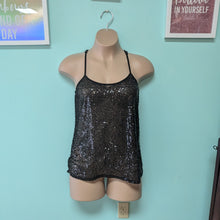 Load image into Gallery viewer, XL No Boundaries Sheer Black Sequin Racer back