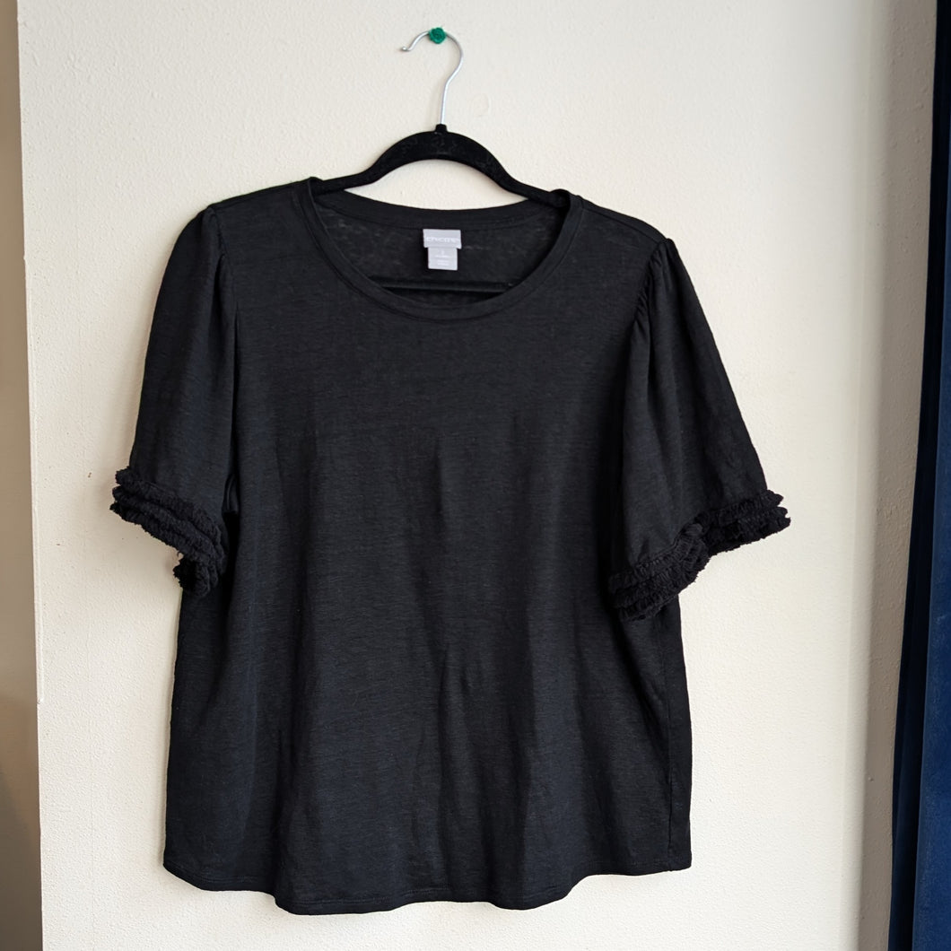 Chico's 2 (Large/XL) Black Crop Tee