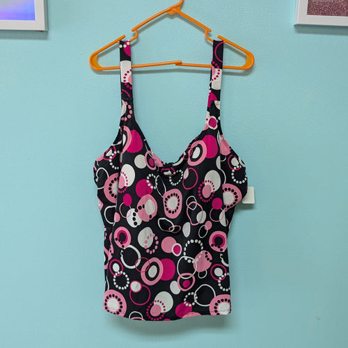 30W Contour Pink Polkadot Tankini Top