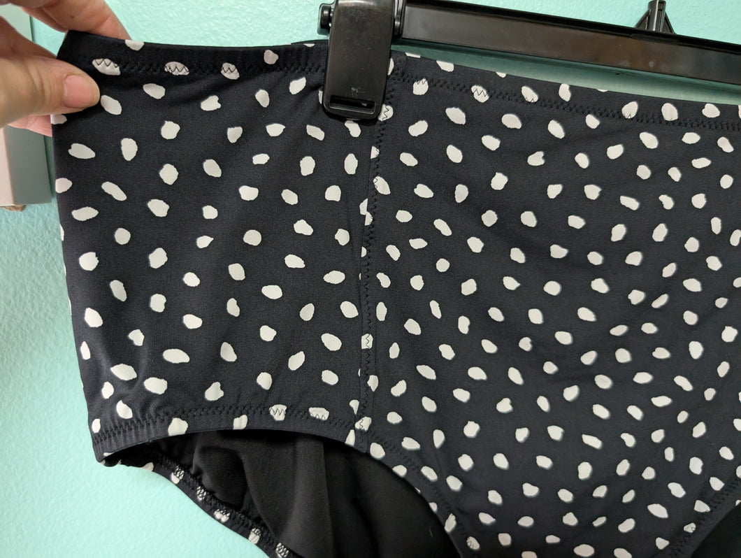 22W Lands End Black Polka Dot Swim Bottom