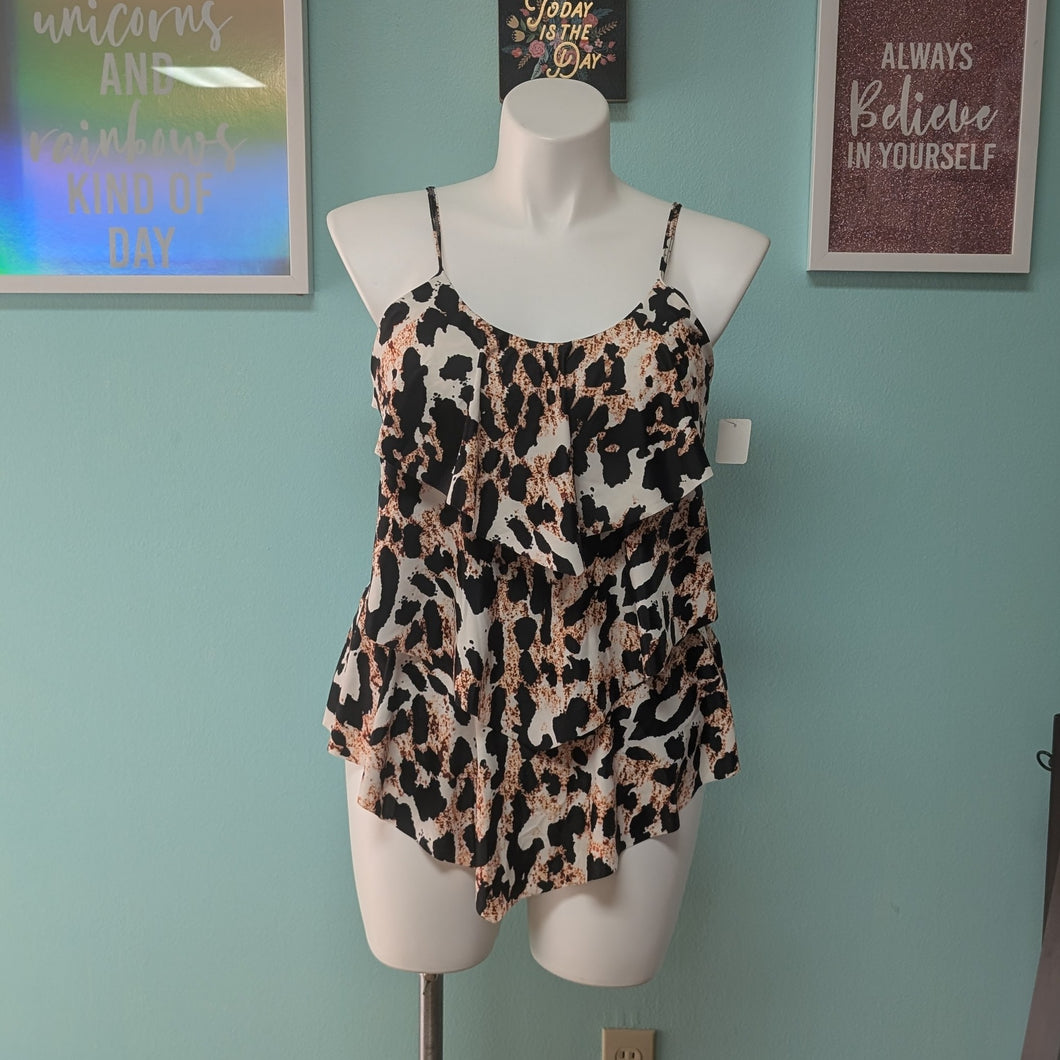 szXXL Chicsoul Animal Print Ruffle One Piece