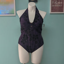 Load image into Gallery viewer, Sz2X Old Navy Purple &amp; Black Floral Swimsuit