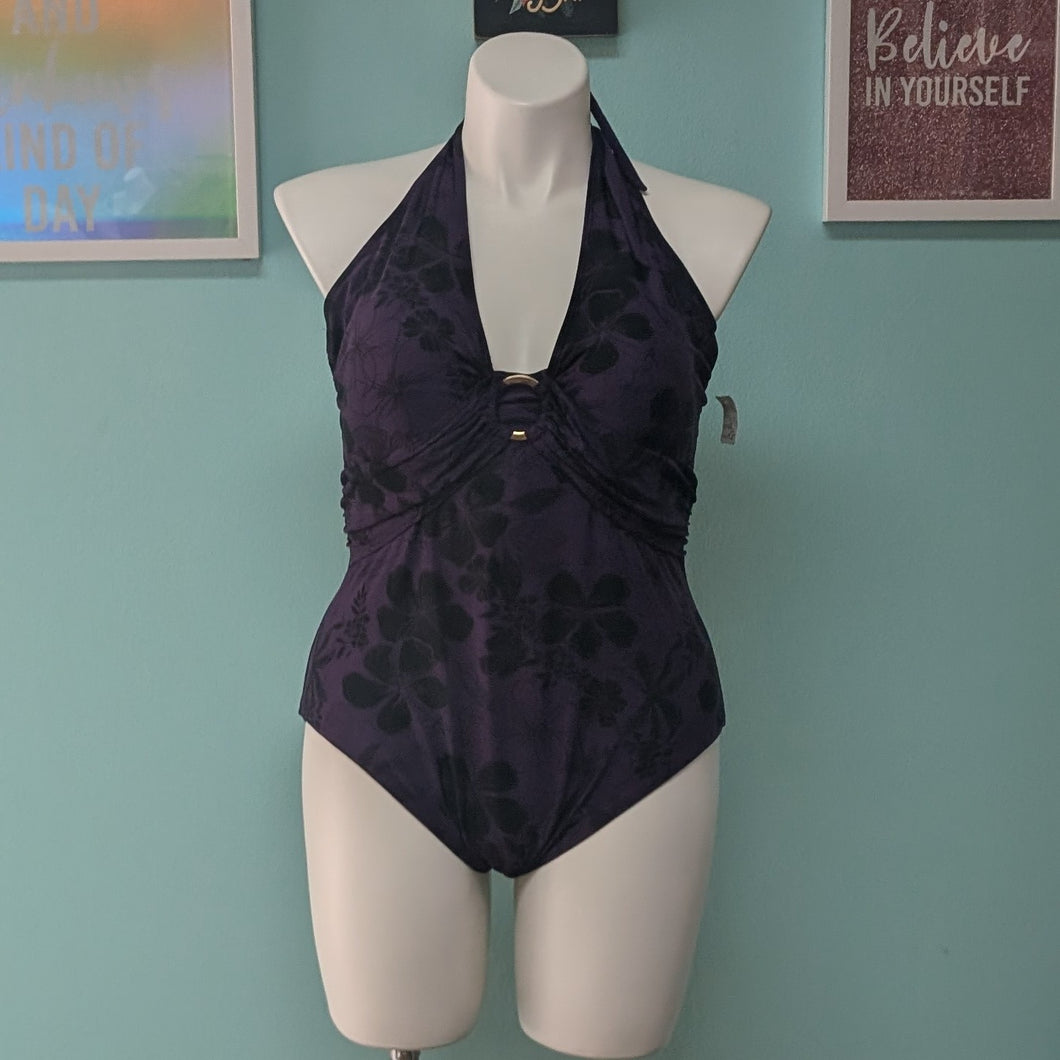 Sz2X Old Navy Purple & Black Floral Swimsuit