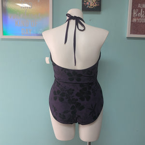 Sz2X Old Navy Purple & Black Floral Swimsuit