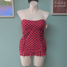 Load image into Gallery viewer, XXL Pink/Black Polkadot Swim Top