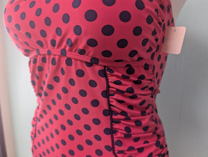 XXL Pink/Black Polkadot Swim Top