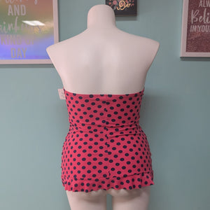 XXL Pink/Black Polkadot Swim Top