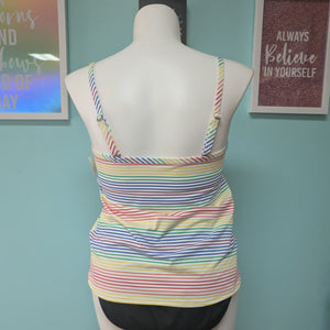 Sz 14 Lands End Rainbow Candy Stripe Swim Top