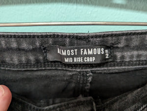 Sz22 Almost Famous Black Distressed Denim Crop