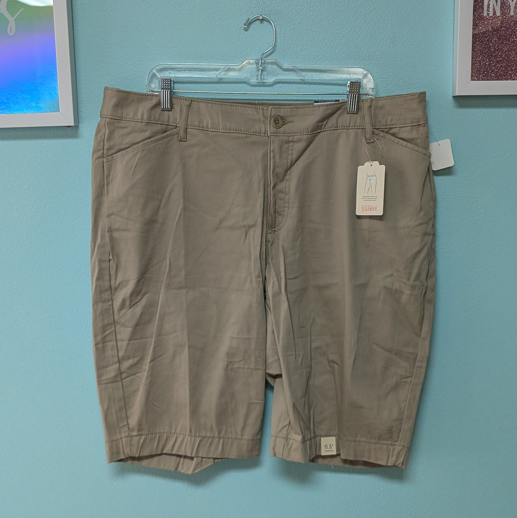 NWT Sz18W St John's Bay Khaki Bermuda Shorts