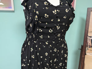 sz1X NWT Blue Rain Black Floral Romper