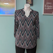 Load image into Gallery viewer, Teal Zigzag print Knit Top