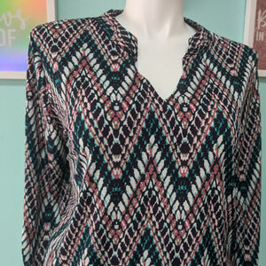 Teal Zigzag print Knit Top