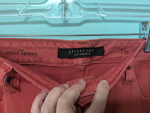 Liverpool Los Angeles Burnt Coral Skinny Ankle Denim sz14