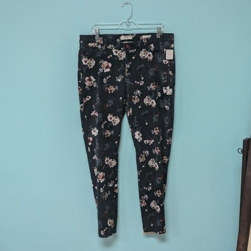 Vintage America Navy Floral Skinny Denim sz14