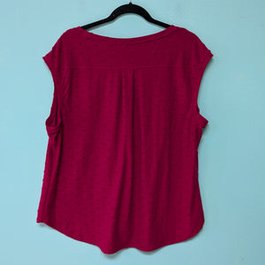 XL Elle Swiss Dot Red Sleeveless Top